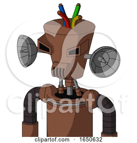 Brown Mech with Cylinder-Conic Head and Speakers Mouth and Angry Eyes and Wire Hair by Leo Blanchette