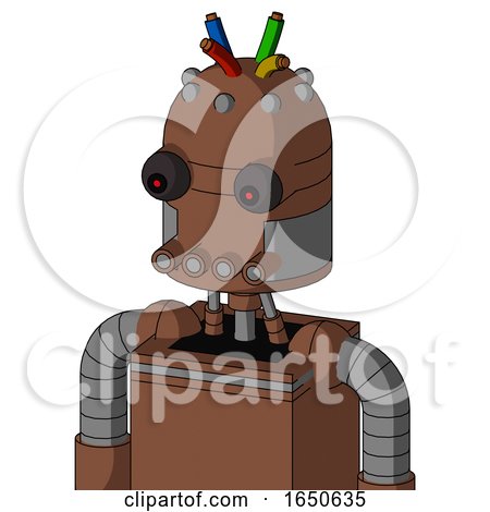 Brown Mech with Dome Head and Pipes Mouth and Red Eyed and Wire Hair by Leo Blanchette