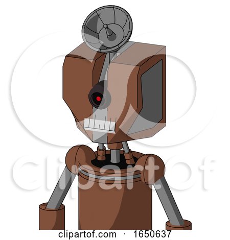 Brown Mech with Mechanical Head and Teeth Mouth and Black Cyclops Eye and Radar Dish Hat by Leo Blanchette