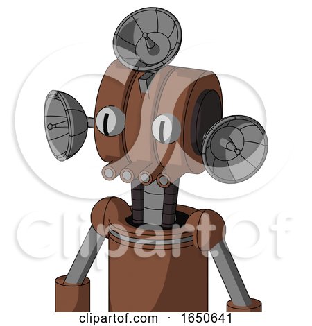 Brown Mech with Multi-Toroid Head and Pipes Mouth and Two Eyes and Radar Dish Hat by Leo Blanchette