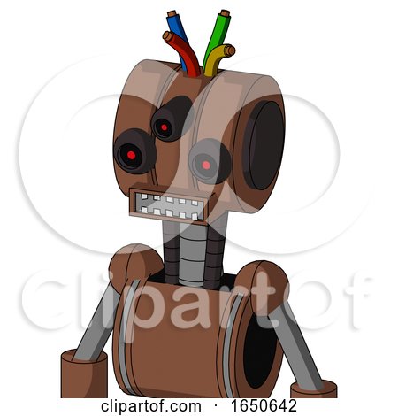Brown Mech with Multi-Toroid Head and Square Mouth and Three-Eyed and Wire Hair by Leo Blanchette