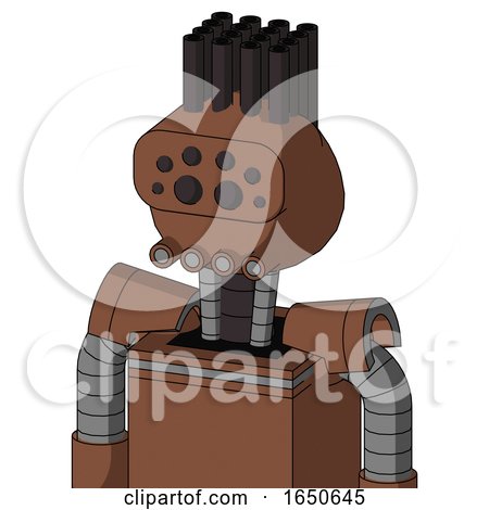 Brown Mech with Rounded Head and Pipes Mouth and Bug Eyes and Pipe Hair by Leo Blanchette