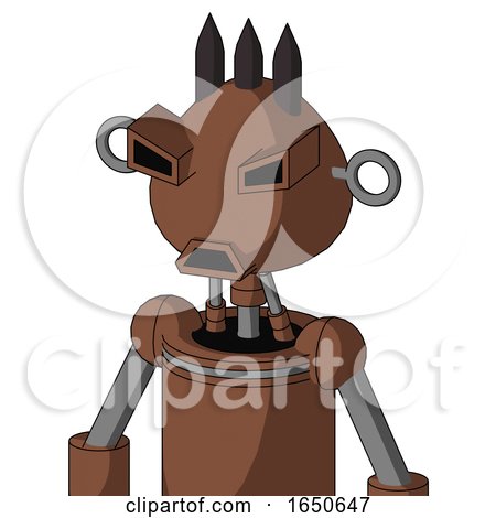 Brown Mech with Rounded Head and Sad Mouth and Angry Eyes and Three Dark Spikes by Leo Blanchette