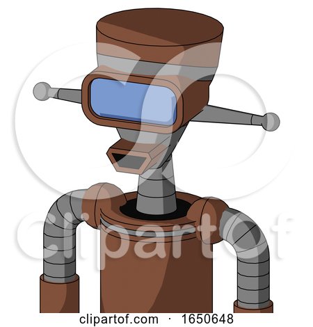 Brown Mech with Vase Head and Happy Mouth and Large Blue Visor Eye by Leo Blanchette