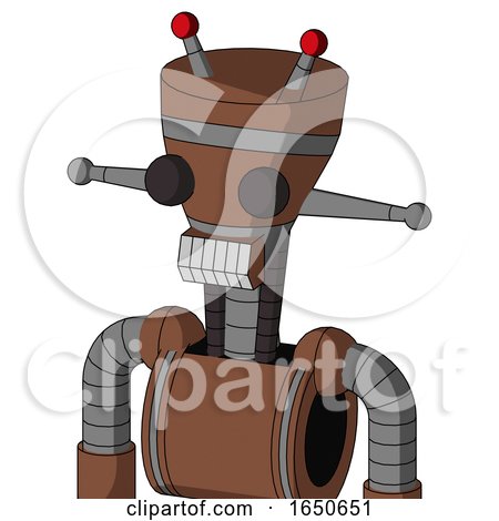 Brown Mech with Vase Head and Teeth Mouth and Two Eyes and Double Led Antenna by Leo Blanchette