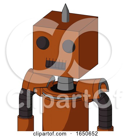 Brownish Droid with Box Head and Dark Tooth Mouth and Two Eyes and Spike Tip by Leo Blanchette