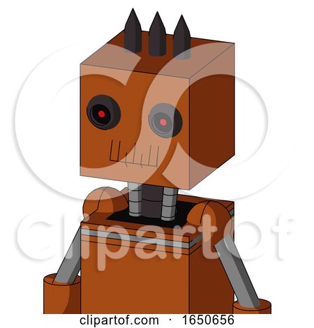 Brownish Droid with Box Head and Toothy Mouth and Black Glowing Red Eyes and Three Dark Spikes by Leo Blanchette
