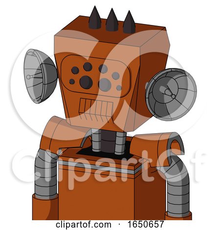 Brownish Droid with Box Head and Toothy Mouth and Bug Eyes and Three Dark Spikes by Leo Blanchette