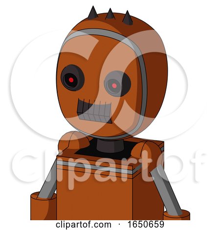 Brownish Droid with Bubble Head and Dark Tooth Mouth and Black Glowing Red Eyes and Three Dark Spikes by Leo Blanchette