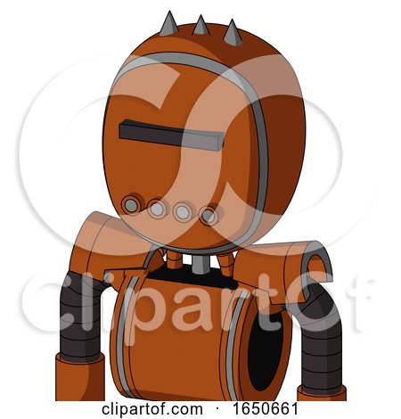 Brownish Droid with Bubble Head and Pipes Mouth and Black Visor Cyclops and Three Spiked by Leo Blanchette