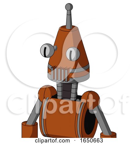 Brownish Droid with Cone Head and Vent Mouth and Two Eyes and Single Antenna by Leo Blanchette