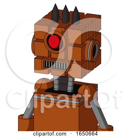 Brownish Droid with Cube Head and Square Mouth and Cyclops Eye and Three Dark Spikes by Leo Blanchette