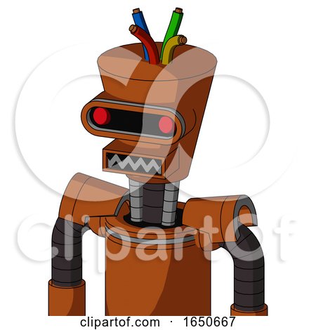 Brownish Droid with Cylinder-Conic Head and Square Mouth and Visor Eye and Wire Hair by Leo Blanchette