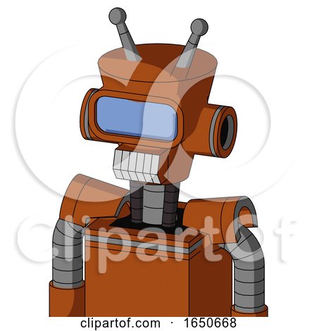 Brownish Droid with Cylinder-Conic Head and Teeth Mouth and Large Blue Visor Eye and Double Antenna by Leo Blanchette