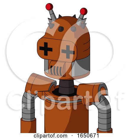 Brownish Droid with Dome Head and Speakers Mouth and Plus Sign Eyes and Double Led Antenna by Leo Blanchette