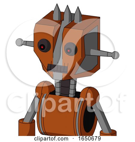 Brownish Droid with Mechanical Head and Dark Tooth Mouth and Red Eyed and Three Spiked by Leo Blanchette