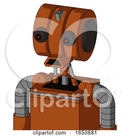 Brownish Droid with Multi-Toroid Head and Sad Mouth and Red Eyed by Leo Blanchette