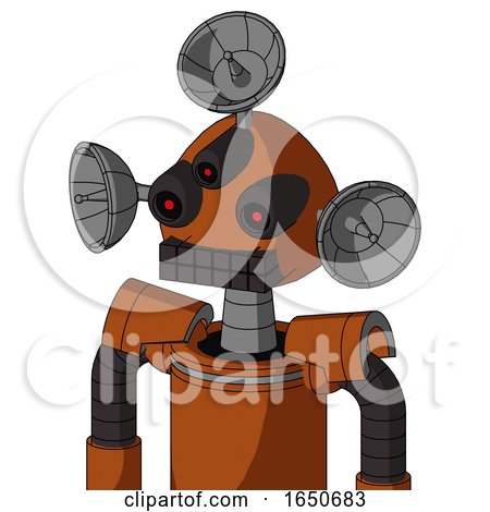 Brownish Droid with Rounded Head and Keyboard Mouth and Three-Eyed and Radar Dish Hat by Leo Blanchette