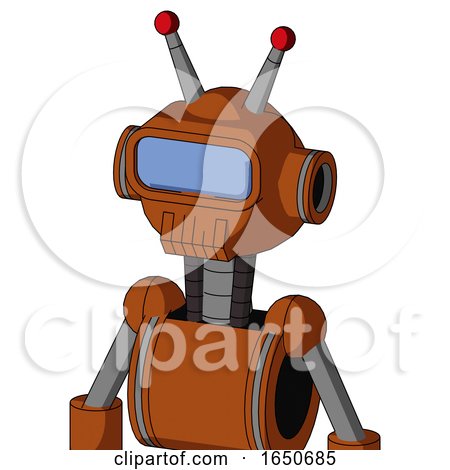 Brownish Droid with Rounded Head and Toothy Mouth and Large Blue Visor Eye and Double Led Antenna by Leo Blanchette