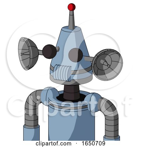 Blue Robot with Cone Head and Speakers Mouth and Two Eyes and Single Led Antenna by Leo Blanchette
