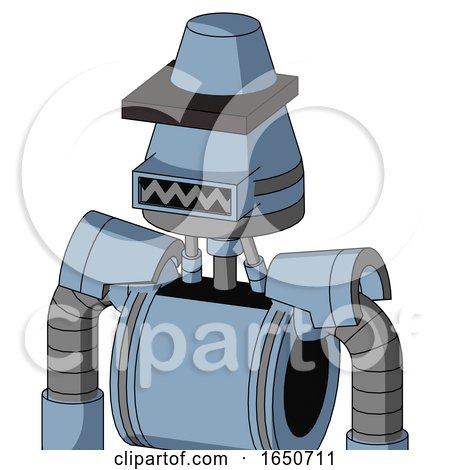 Blue Robot with Cone Head and Square Mouth and Black Visor Cyclops by Leo Blanchette