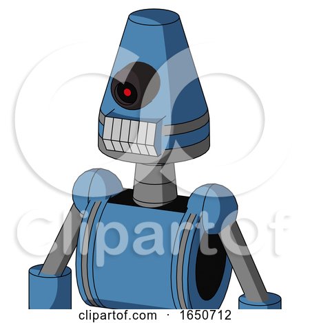 Blue Robot with Cone Head and Teeth Mouth and Black Cyclops Eye by Leo Blanchette