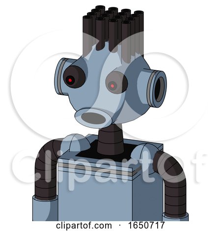 Blue Mech with Rounded Head and Round Mouth and Red Eyed and Pipe Hair by Leo Blanchette