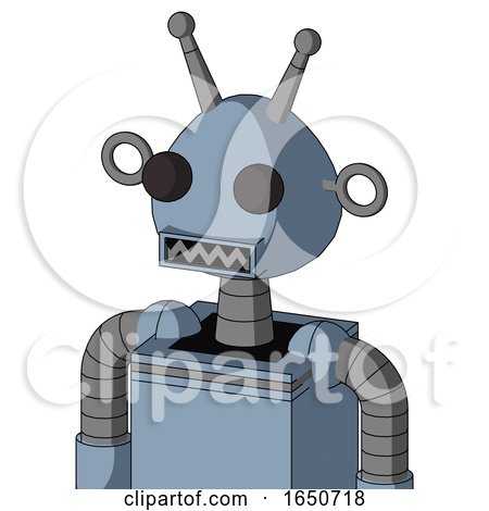 Blue Mech with Rounded Head and Square Mouth and Two Eyes and Double Antenna by Leo Blanchette