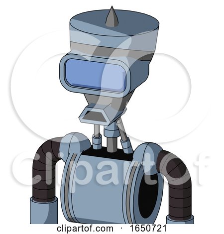 Blue Mech with Vase Head and Sad Mouth and Large Blue Visor Eye and Spike Tip by Leo Blanchette