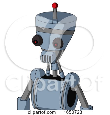 Blue Mech with Vase Head and Speakers Mouth and Red Eyed and Single Led Antenna by Leo Blanchette