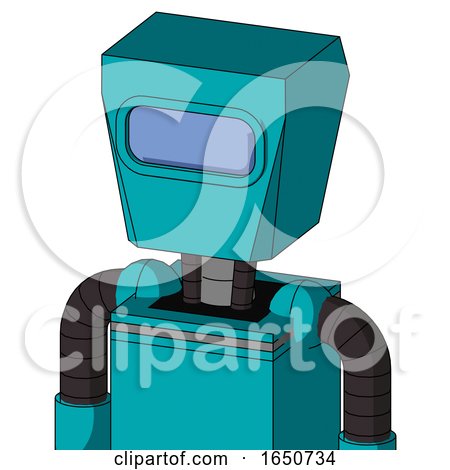 Blue Robot with Box Head and Large Blue Visor Eye by Leo Blanchette
