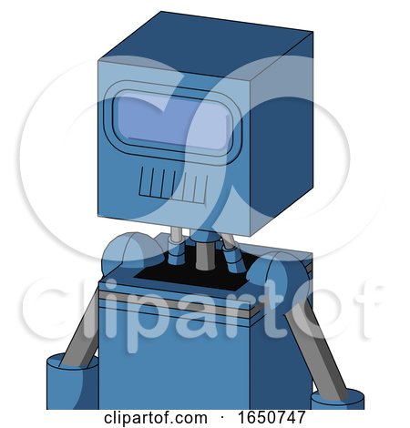 Blue Robot with Box Head and Toothy Mouth and Large Blue Visor Eye by Leo Blanchette