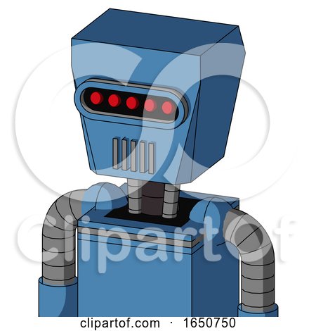 Blue Robot with Box Head and Vent Mouth and Visor Eye by Leo Blanchette