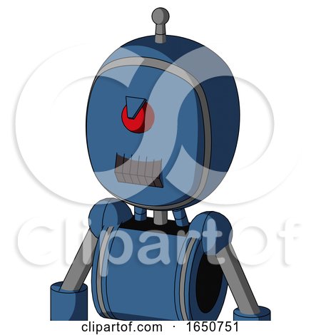 Blue Robot with Bubble Head and Dark Tooth Mouth and Angry Cyclops and Single Antenna by Leo Blanchette