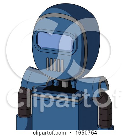 Blue Robot with Bubble Head and Vent Mouth and Large Blue Visor Eye by Leo Blanchette