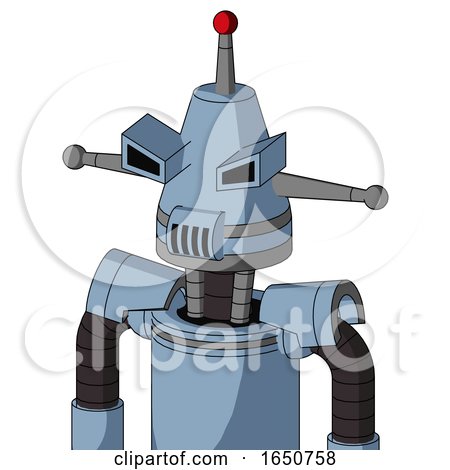 Blue Robot with Cone Head and Speakers Mouth and Angry Eyes and Single Led Antenna by Leo Blanchette