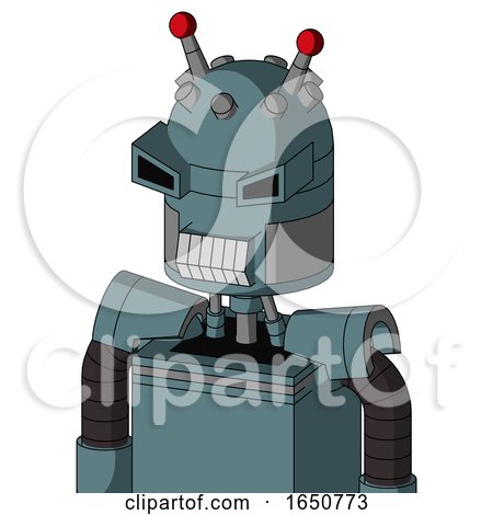 Blue Mech with Dome Head and Teeth Mouth and Angry Eyes and Double Led Antenna by Leo Blanchette