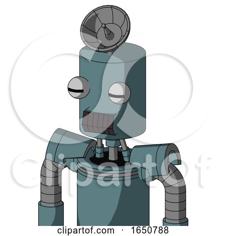Blue Mech with Cylinder Head and Dark Tooth Mouth and Two Eyes and Radar Dish Hat by Leo Blanchette