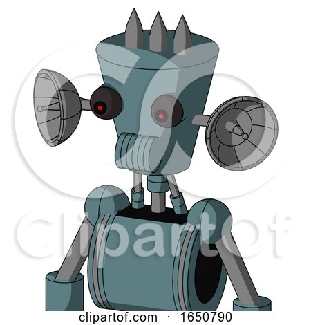 Blue Mech with Cylinder-Conic Head and Speakers Mouth and Red Eyed and Three Spiked by Leo Blanchette