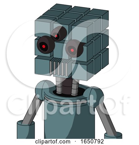 Blue Mech with Cube Head and Vent Mouth and Three-Eyed by Leo Blanchette