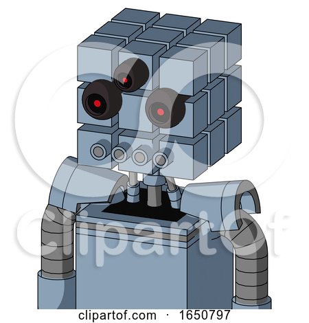 Blue Mech with Cube Head and Pipes Mouth and Three-Eyed by Leo Blanchette