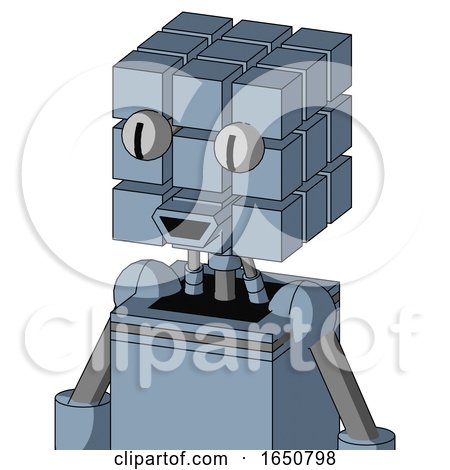 Blue Mech with Cube Head and Happy Mouth and Two Eyes by Leo Blanchette