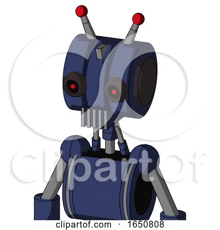 Blue Droid with Multi-Toroid Head and Vent Mouth and Black Glowing Red Eyes and Double Led Antenna by Leo Blanchette
