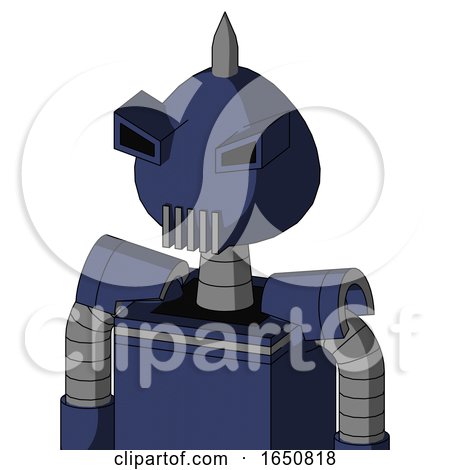 Blue Droid with Rounded Head and Vent Mouth and Angry Eyes and Spike Tip by Leo Blanchette