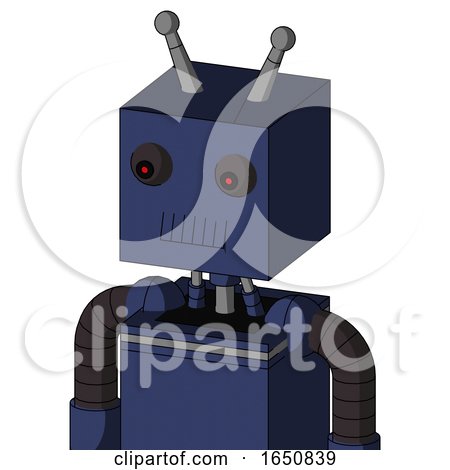 Blue Droid with Box Head and Toothy Mouth and Red Eyed and Double Antenna by Leo Blanchette
