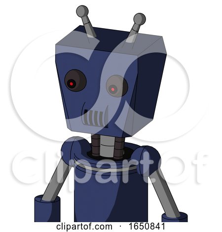Blue Droid with Box Head and Speakers Mouth and Red Eyed and Double Antenna by Leo Blanchette