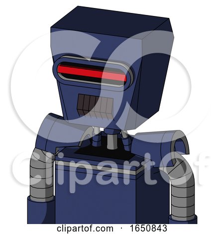 Blue Droid with Box Head and Dark Tooth Mouth and Visor Eye by Leo Blanchette