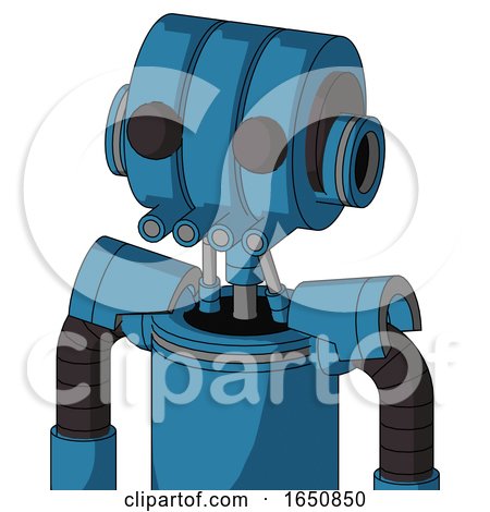 Blue Automaton with Multi-Toroid Head and Pipes Mouth and Two Eyes by Leo Blanchette