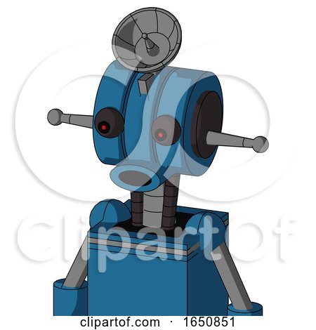 Blue Automaton with Multi-Toroid Head and Round Mouth and Red Eyed and Radar Dish Hat by Leo Blanchette