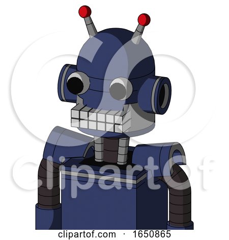 Blue Droid with Dome Head and Keyboard Mouth and Two Eyes and Double Led Antenna by Leo Blanchette